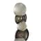 15.75" Black Glass Abstract Stacked Orb Sculpture with Black Base